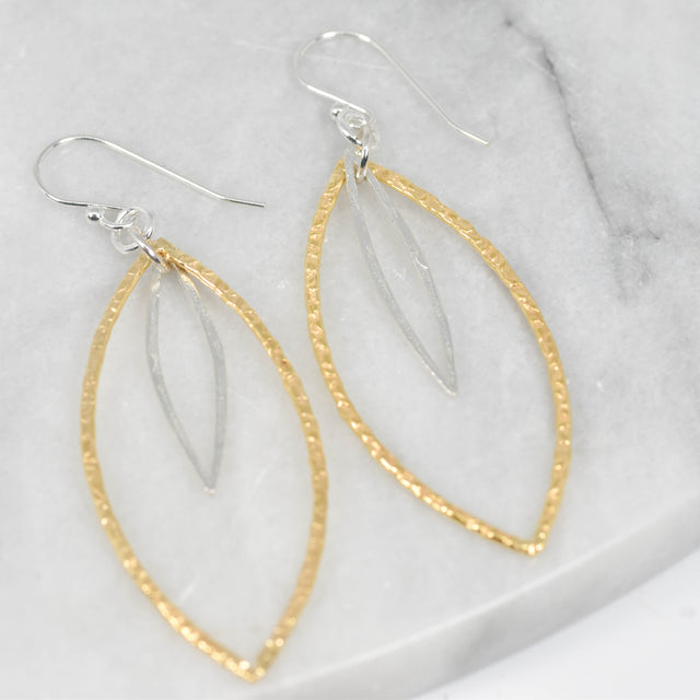 Gold and Silver Marquise Earrings