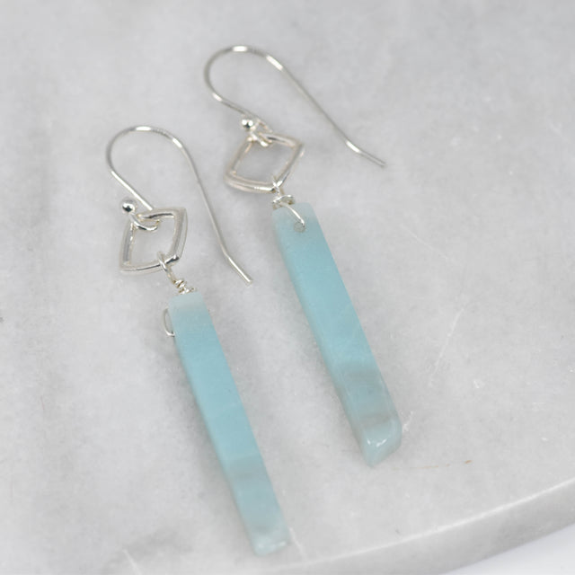 Amazonite and Silver Square Earrings