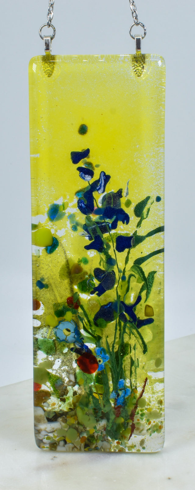 Small Purple Wildflower and Yellow Sky Window Hanger