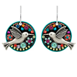 Hummingbird Round Earrings