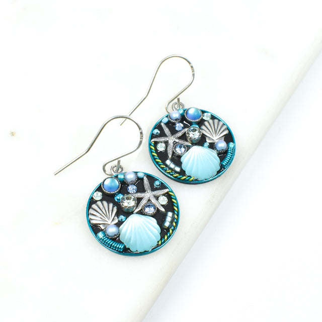 Ocean Beach Glass Round Earrings