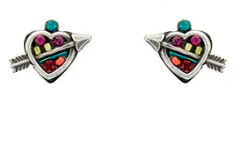 Stud Mini Heart with Arrow Post Earrings