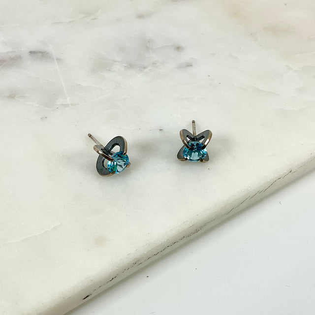 Swiss Blue Topaz 6MM Clutch Studs