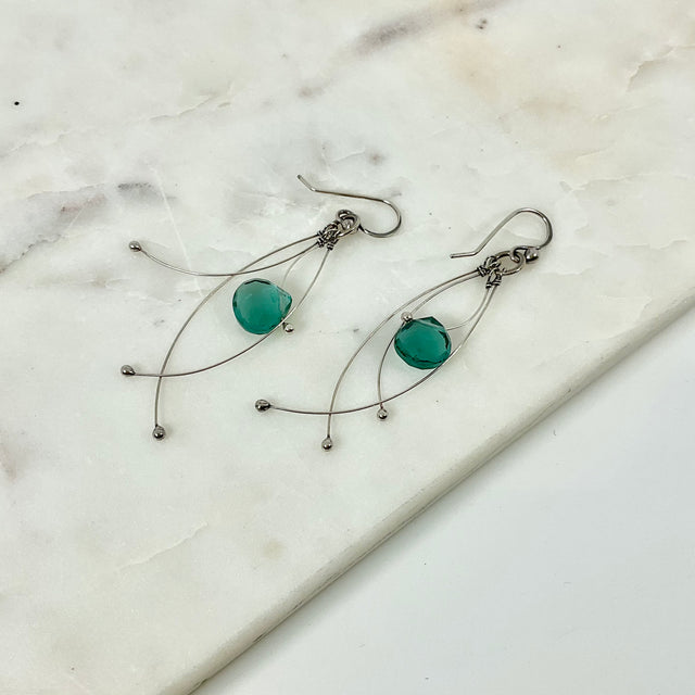 Aqua Quartz Tickle Earrings