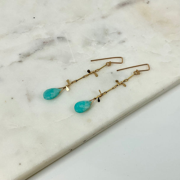 Amazonite Gold Fill Sweet Pea Earrings