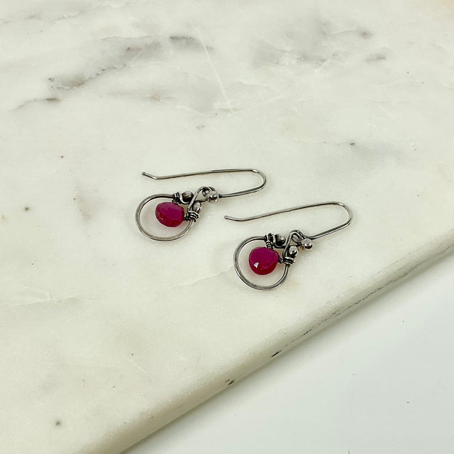 Ruby Horseshoe Earrings