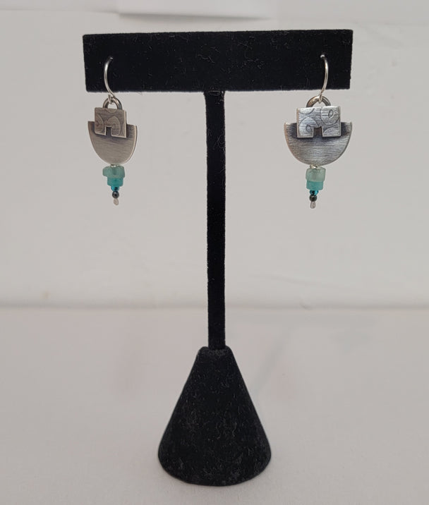 Etched Ancient Roman Glass and Quartz Earrings