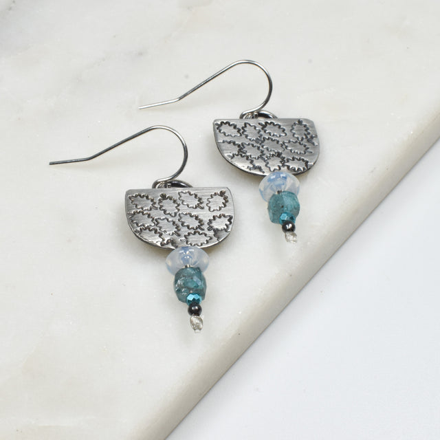 Moonstone and Moss Agate Earrings