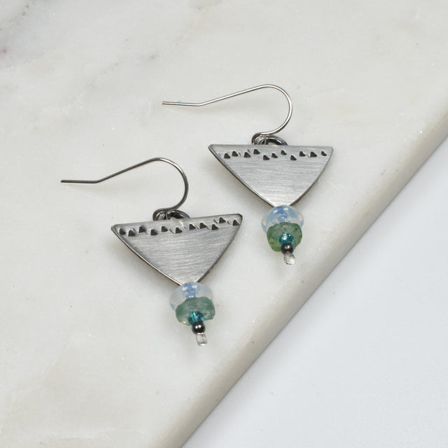 Moonstone and Ancient Roman Glass Earrings