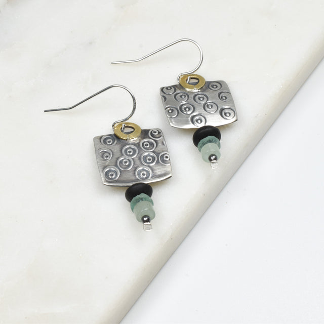 Onyx and Ancient Roman Glass Earrings