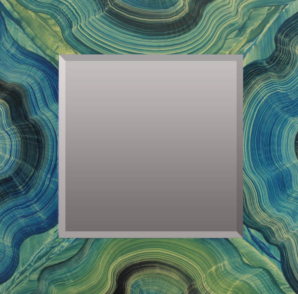 Blue Green River Arc Square Mirror
