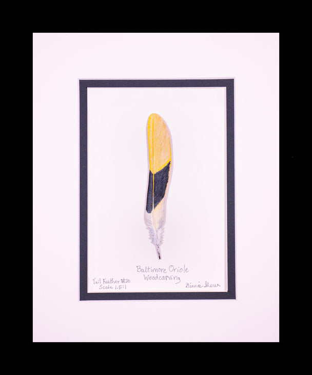 Baltimore Oriole Tail Feather Carving