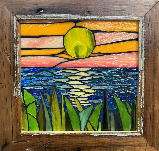 Golden Sun Mosaic Window