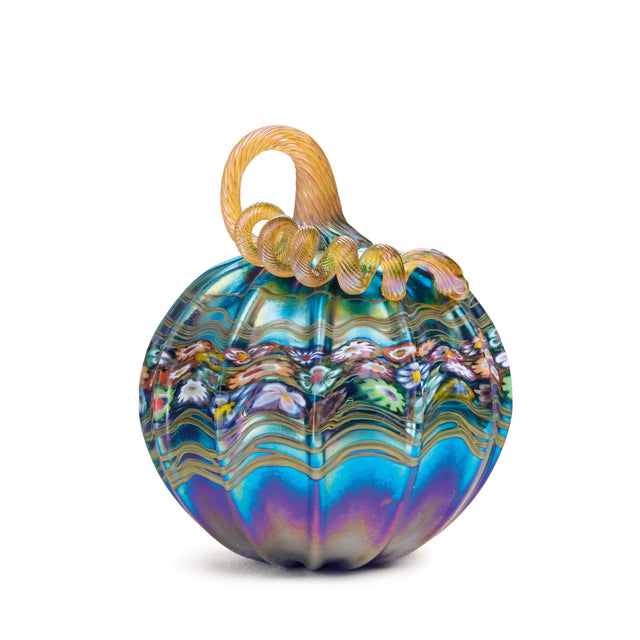 Silver Blue Floral Vines Pumpkin