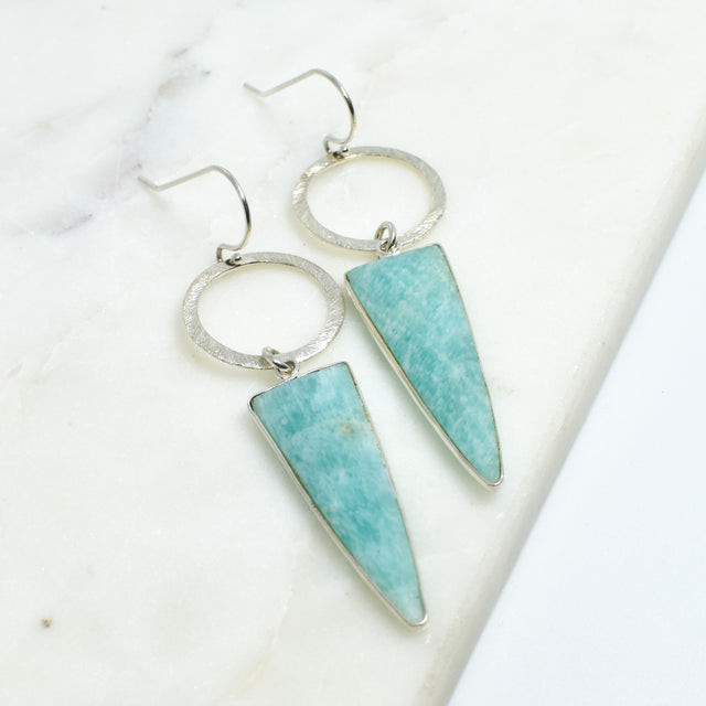 Amazonite Silver Drop Gemstone Earrings