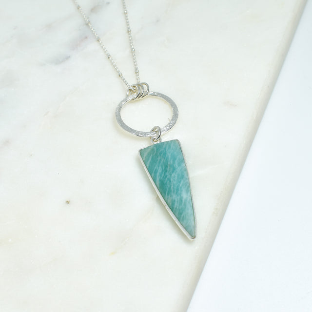 Amazonite Open Circle Dangle Necklace