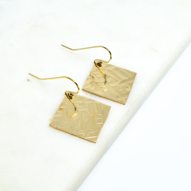 Gold Fill Flat Square Earrings