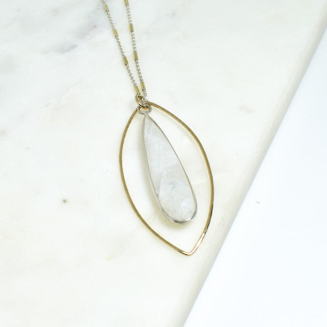 Moonstone Petal Necklace