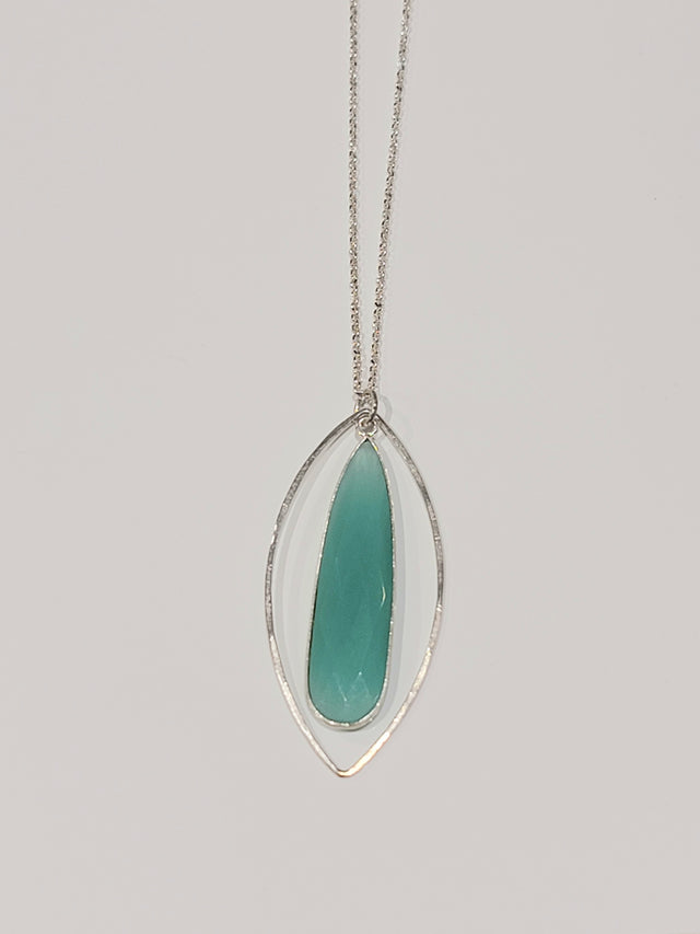 Chalcedony Open Petal Dangle Necklace