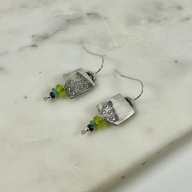 Peridot and Ancient Roman Glass Earrings