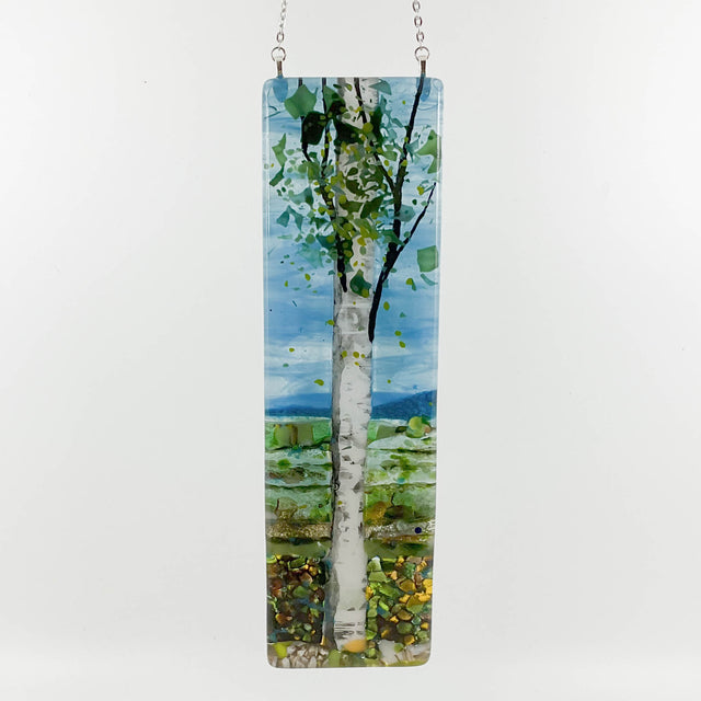 Blue Sky Birch Tree Small Window Hanger