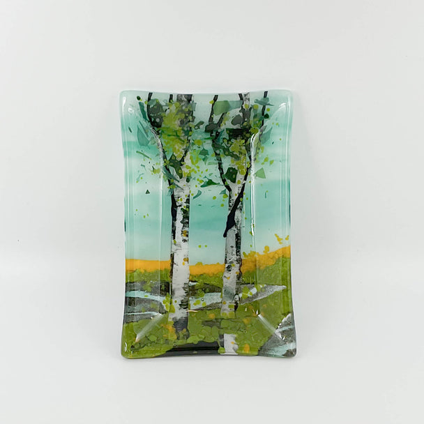 Pale Green Double Birch Tree Small Dish