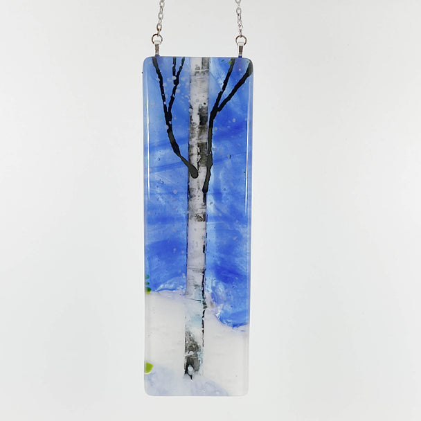 Winter Single Birch Tree Small Window Hanger