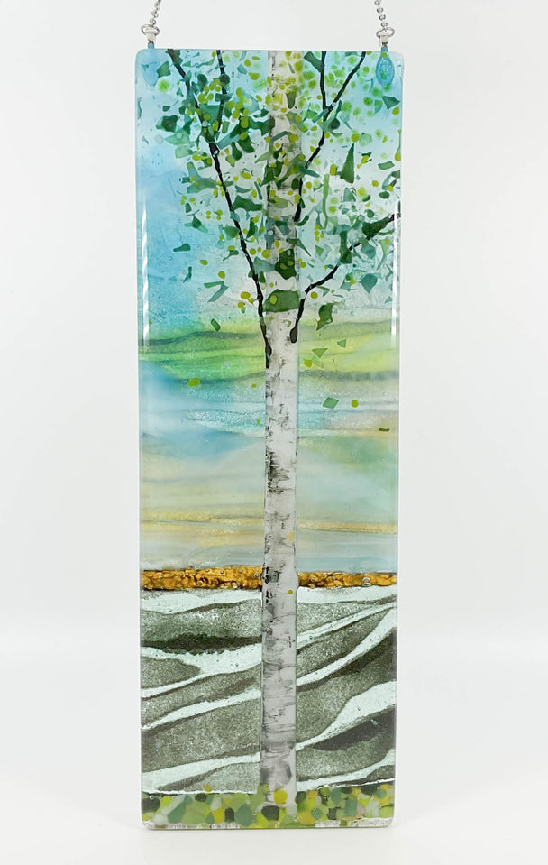 Translucent Blue Sky Single Birch Window Hanger