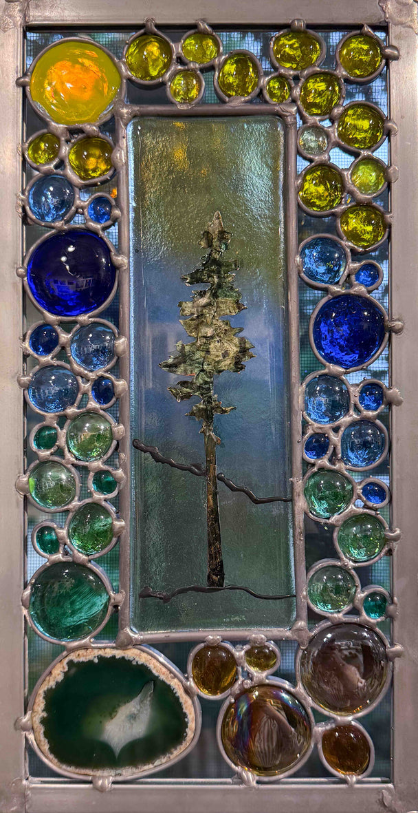 Brazilian Agate Copper Overlay Window Hanging