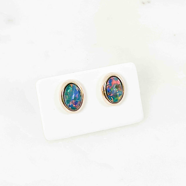 Oval Opal Stud Earrings