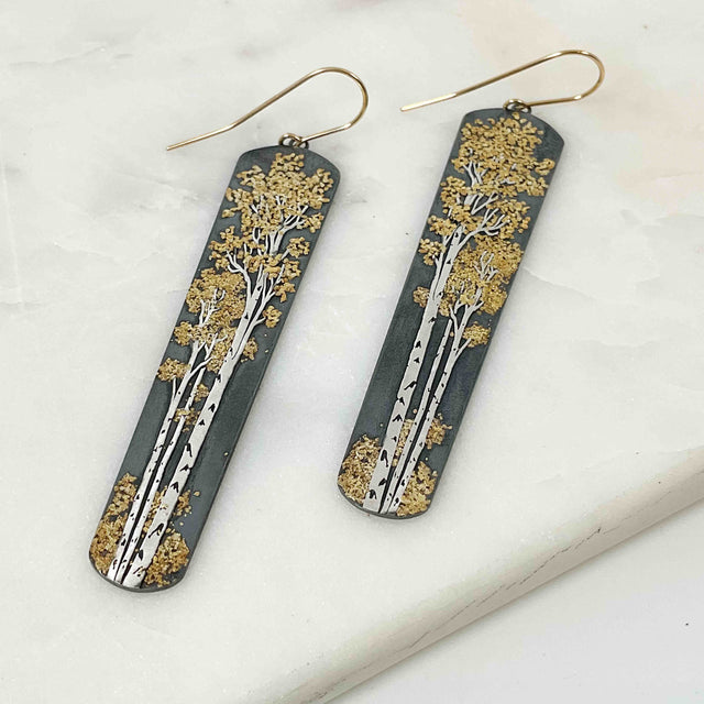 Birch Tree Elongated Earrings
