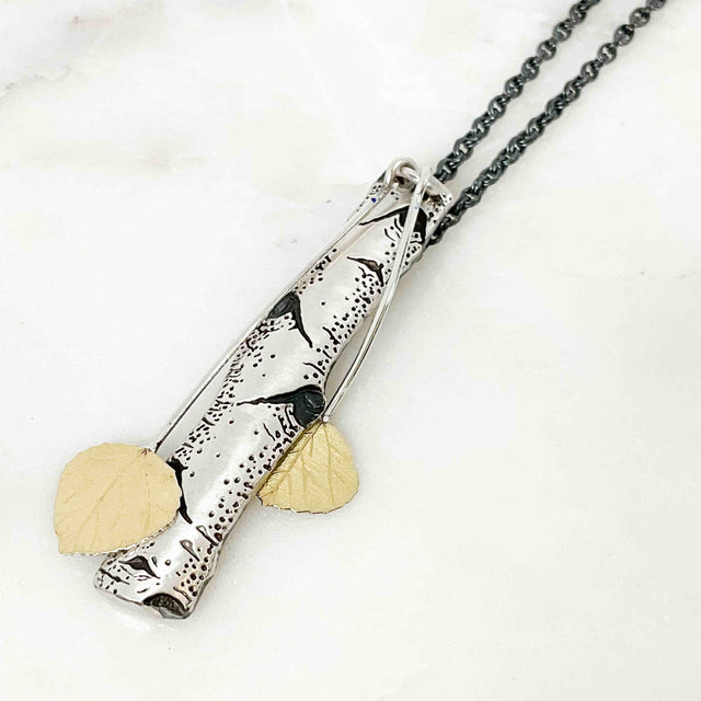 Medium Birch Allure Pendant with Leaves