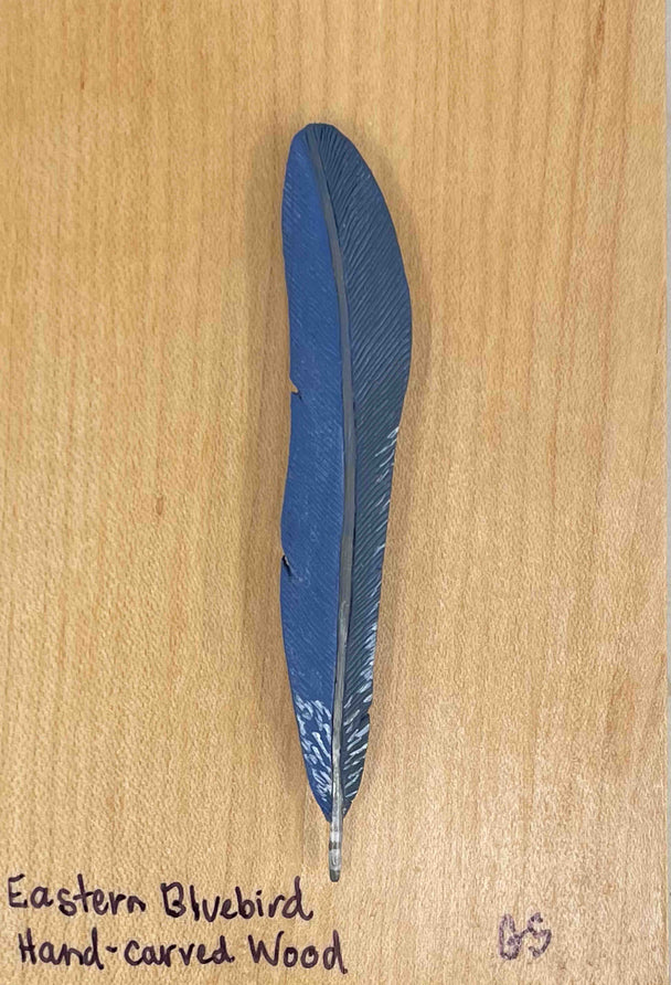 Eastern Bluebird Hand-Carved Wooden Feather