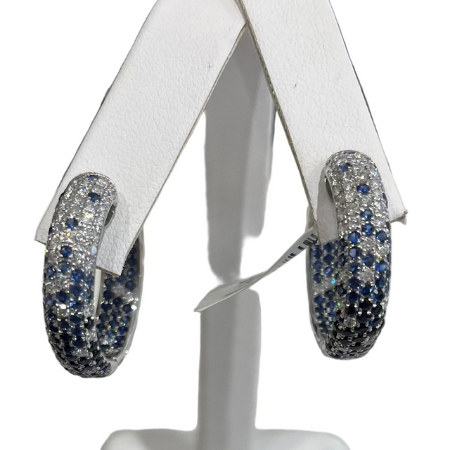 Ombre Diamond and Sapphire Huggies