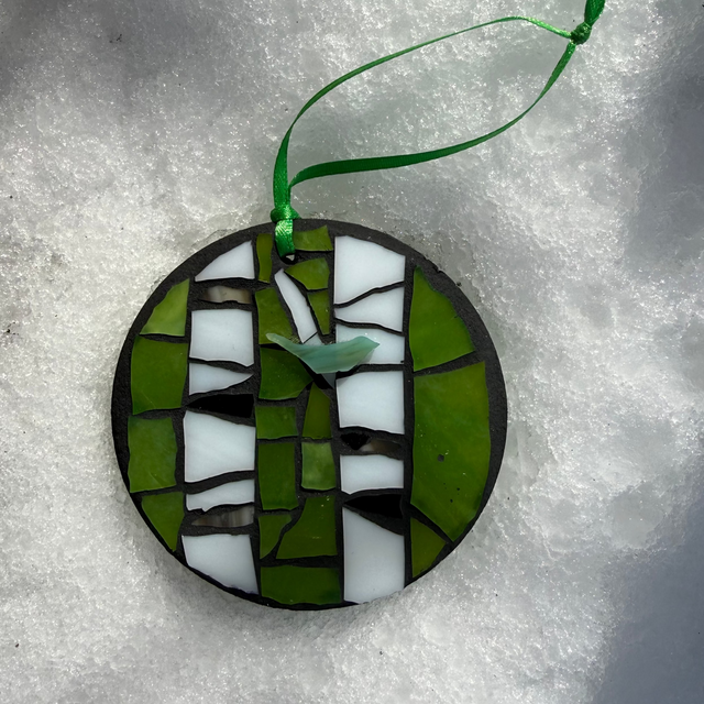 Green Birch Circular Ornament