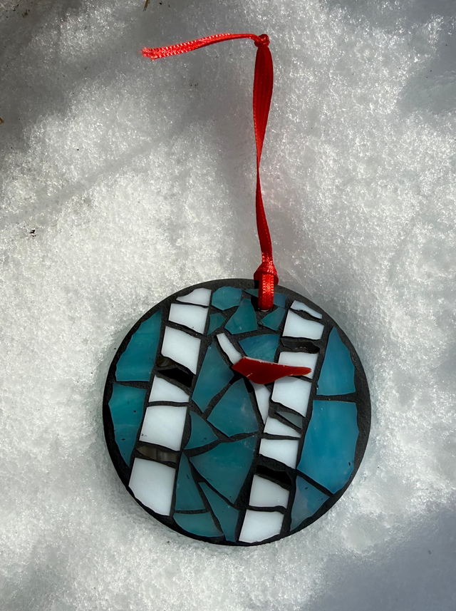 Blue Birch Circular Ornament