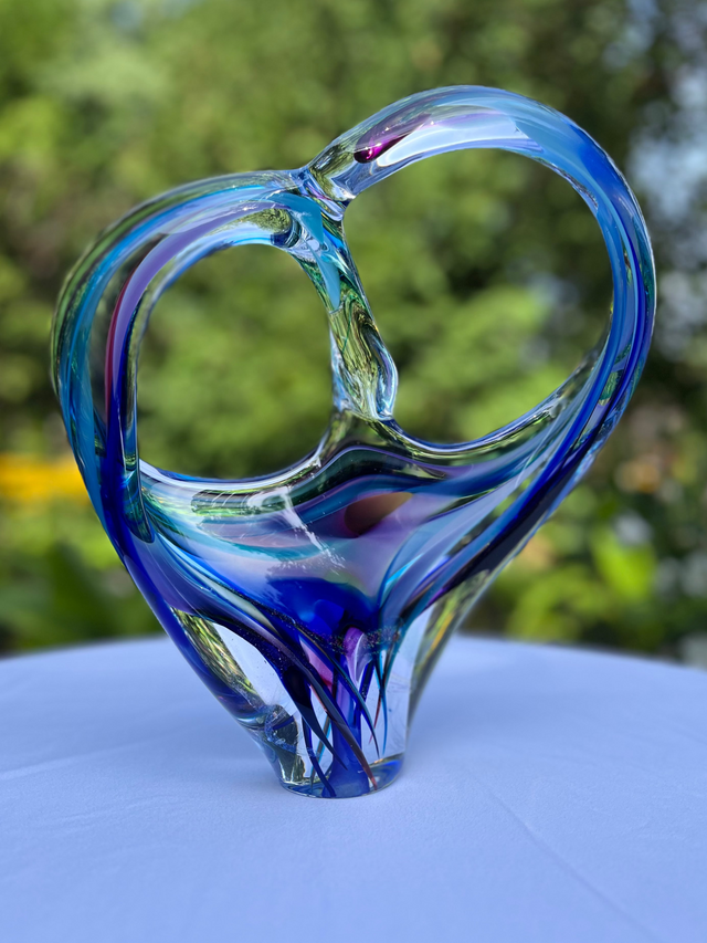 Blue Purple Glass Pretzel Sculpture