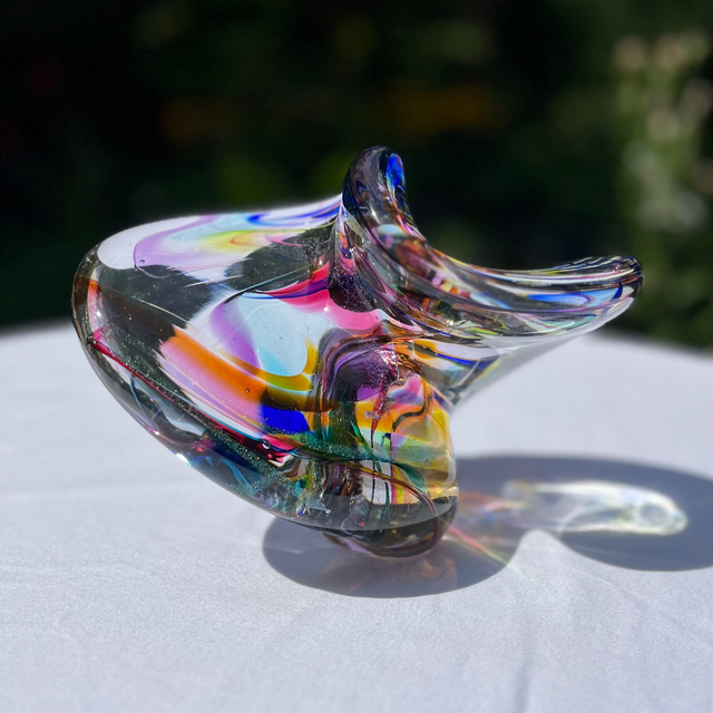 Rainbow Helix Twist Mini Glass Sculpture