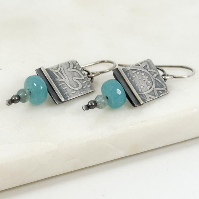 Etched Amazonite Earrings