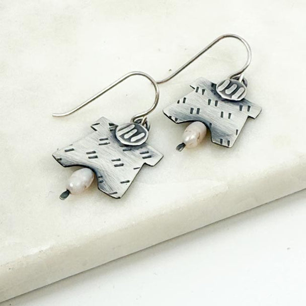 Chased Freshwater Pearl Earrings