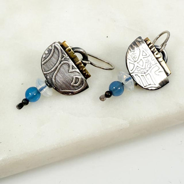 Chased Turquoise Earrings