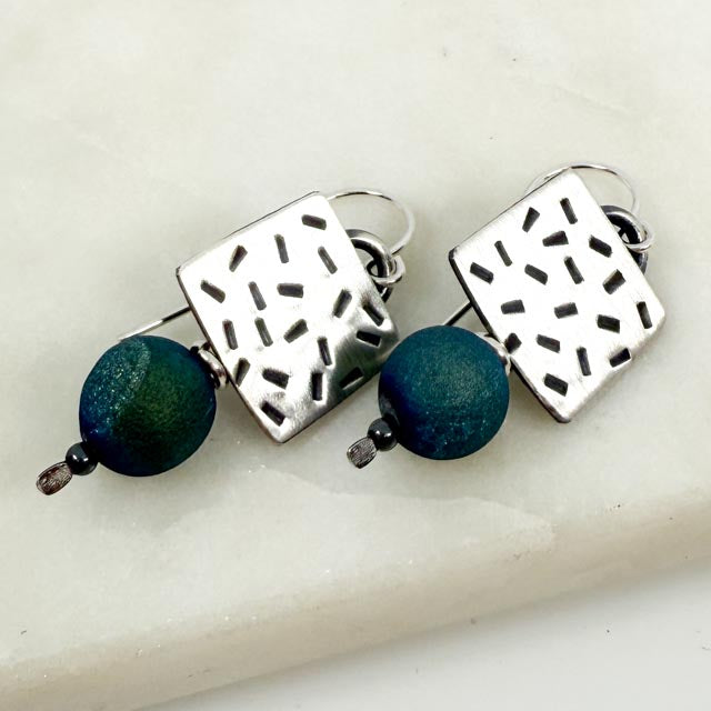 Chased Pyrite Earrings