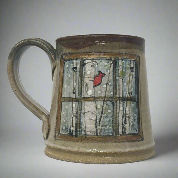 Windowpane Cardinal Birch Tree Mug