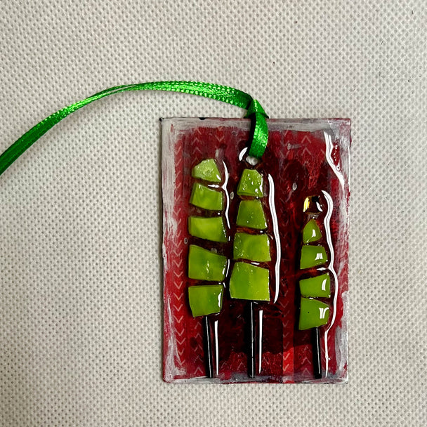 Green Winter Birch Tree Ornament