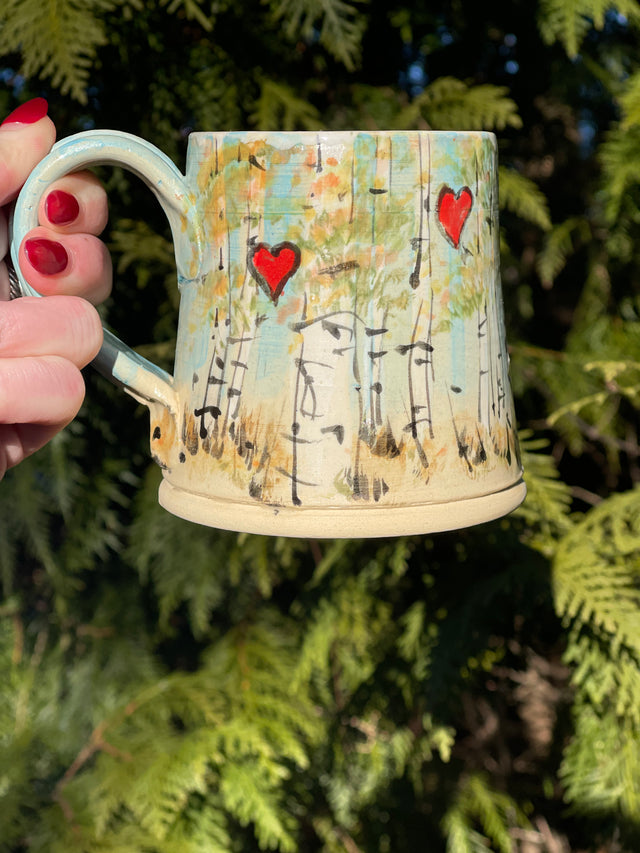 Fall Heart Birch Tree Mug