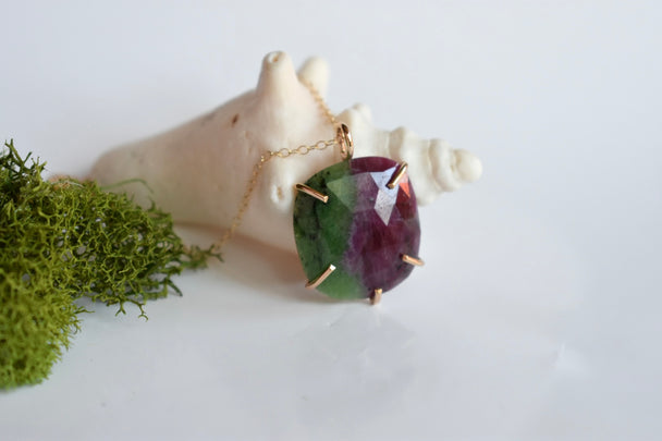 Ruby Zoisite Pendant Necklace