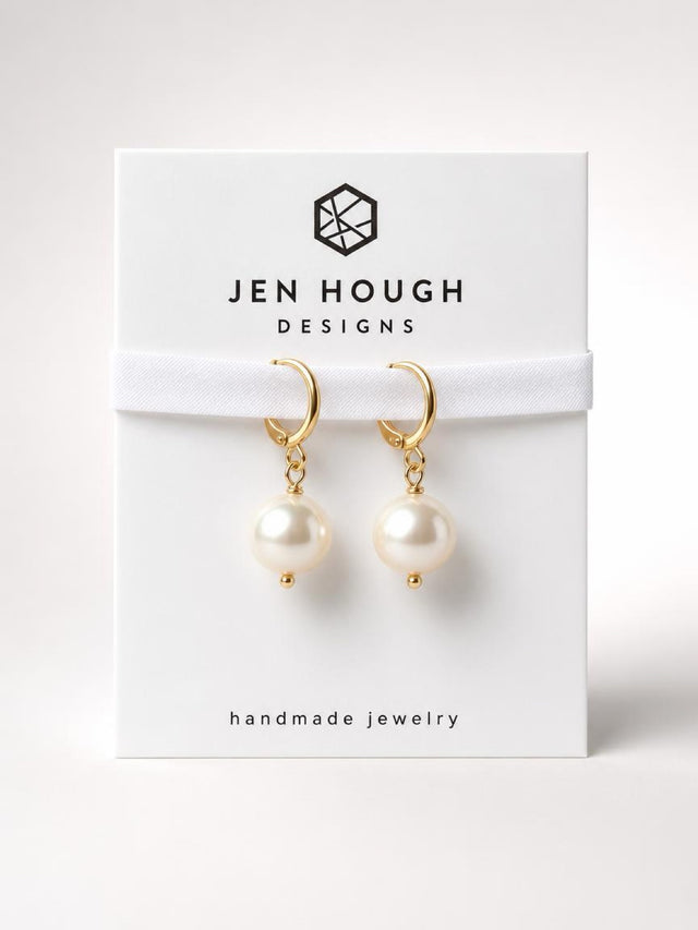 14K Gold Fill Freshwater Pearl Huggie Earrings