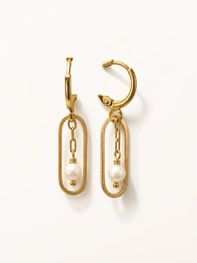 14K Gold Fill Freshwater Pearl Huggie Earrings