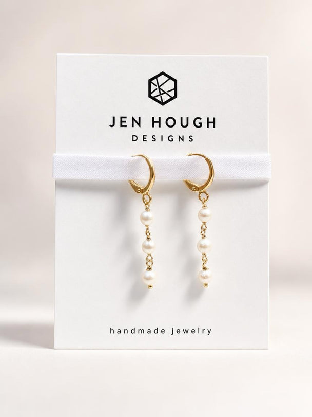 14K Gold Fill Freshwater Pearl Huggie Earrings