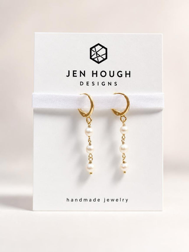 14K Gold Fill Freshwater Pearl Huggie Earrings